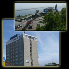 Rügenhotel in Sassnitz und Hafenblick